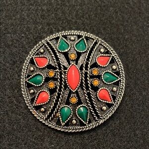 Rare Vintage Emmons Round Earth Dome Pendant or Brooch in Mint Condition